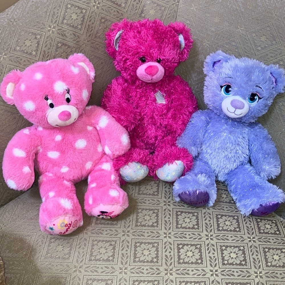 Build a Bear Elsa, Minnie, Star Bundle of 3 Bears. Preloved.